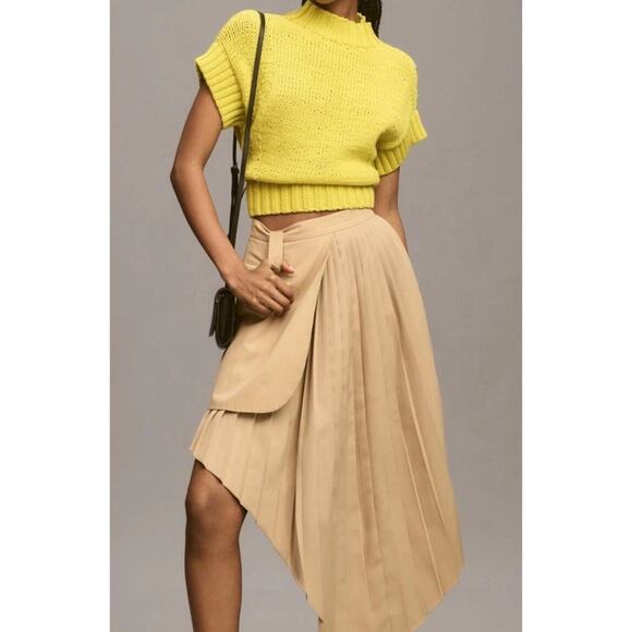 Anthropologie Maeve Women Sweater Yellow Pippa Mock-Neck Preppy City Sz XS - Picture 4 of 9